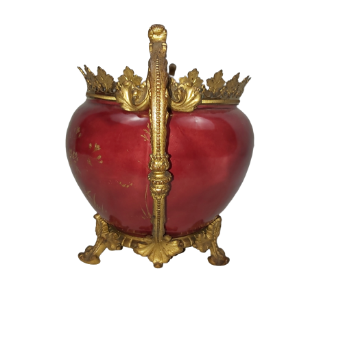 Extra image 2 - Grande jardinière en faïence et bronze doré.