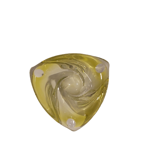 Extra image 2 - Cendrier en cristal moulé jaune du val st-Lambert.