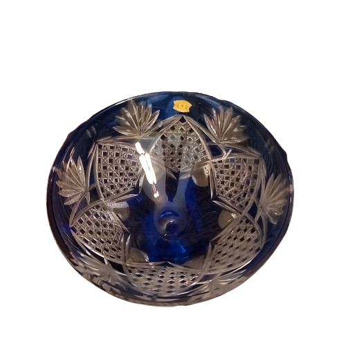 Extra image 2 - Grande coupe en cristal bleu val st-Lambert.