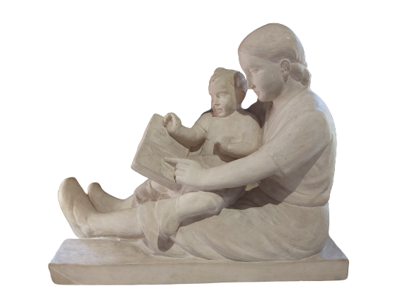 Sculpture en plâtre patiné "Poppe Mich"