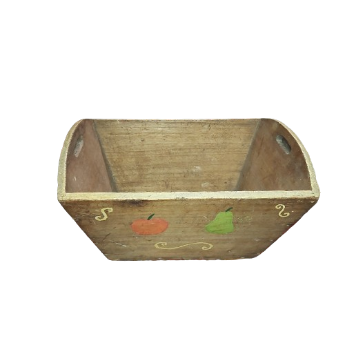 Bac en bois vintage des années 60 à décor de fruits..