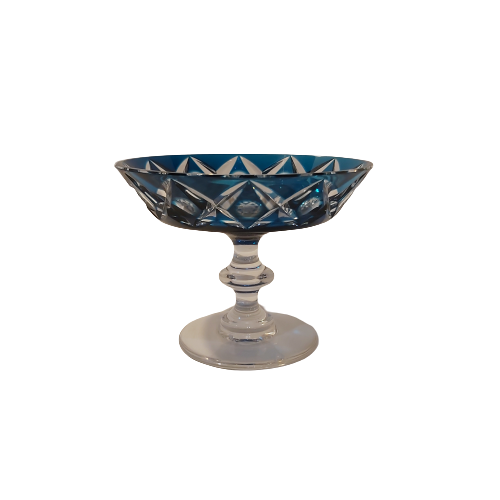 Coupe en cristal doublé taillé bleu du val st-Lambert.